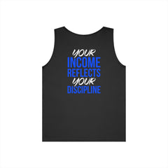 Level Up Living Tank Top — “Your Income Reflects Your Discipline” Motivational Fitness Tank