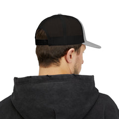 Level Up Living Snapback Trucker Cap — Distressed Logo Mesh Baseball Hat