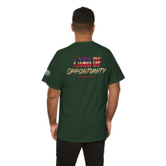 T-Shirt — "Land of Opportunity" Graphic Tee (Front Logo & Back Print)