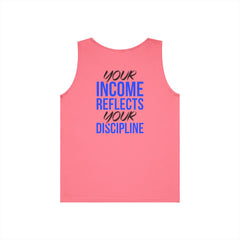 Level Up Living Tank Top — “Your Income Reflects Your Discipline” Motivational Fitness Tank