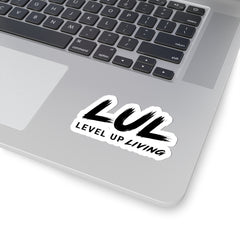 Level Up Living Sticker — LUL Brush Script Kiss-Cut Sticker for Laptops & Gear