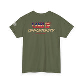 T-Shirt — "Land of Opportunity" Graphic Tee (Front Logo & Back Print)