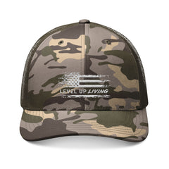 Camouflage Trucker Hat — Embroidered "Freedom" & Level Up Living