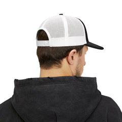 Level Up Living Snapback Trucker Cap — Distressed Logo Mesh Baseball Hat