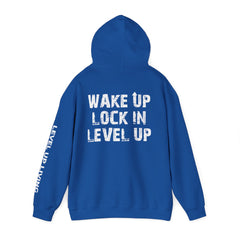 Wake Up. Lock In. Level Up. Athletic Motivational Hoodie
