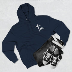 Faith Build Courage Fleece Hoodie — Inspirational Three-Panel Pullover