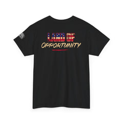 T-Shirt — "Land of Opportunity" Graphic Tee (Front Logo & Back Print)