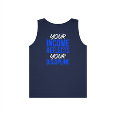 Level Up Living Tank Top — “Your Income Reflects Your Discipline” Motivational Fitness Tank
