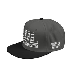 'Live Free' Distressed Flag Design - Embroidered Snapback Hat