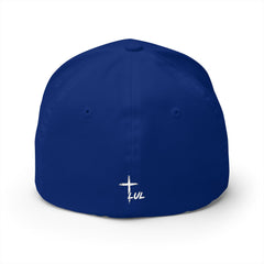 Level Up Living Embroidered Cross Cap — Faith Flex-Fit Closed-Back
