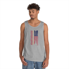 American Flag Distressed Tank Top – Vertical Vintage USA Stripes
