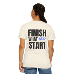 Motivational Tee — “Level Up Living / Finish What You Start” Inspirational Graphic T‑Shirt