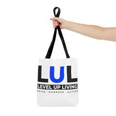 Level Up Living Tote Bag — 'LUL' Inspirational Canvas Tote (Faith · Purpose · Action)