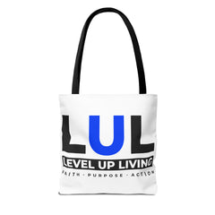 Level Up Living Tote Bag — 'LUL' Inspirational Canvas Tote (Faith · Purpose · Action)