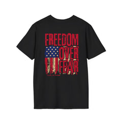 Freedom Over Fear Flag T-Shirt — Level Up Living Patriotic Tee