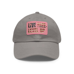 Leather Patch Dad Hat — 'Live Free' Vintage American Flag Baseball Cap