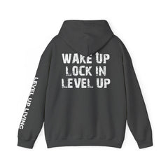 Wake Up. Lock In. Level Up. Athletic Motivational Hoodie