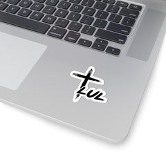 Cross Brushstroke "LUL" Kiss-Cut Sticker — Minimal Christian-Inspired Laptop Decal