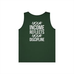 Level Up Living Tank Top — “Your Income Reflects Your Discipline” Motivational Fitness Tank