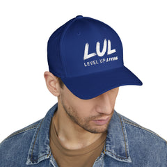 Level Up Living Embroidered Cross Cap — Faith Flex-Fit Closed-Back