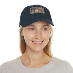 Leather Patch Dad Hat — 'Live Free' Vintage American Flag Baseball Cap