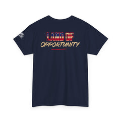 T-Shirt — "Land of Opportunity" Graphic Tee (Front Logo & Back Print)