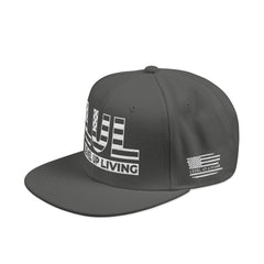 'Live Free' Distressed Flag Design - Embroidered Snapback Hat