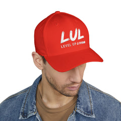Level Up Living Embroidered Cross Cap — Faith Flex-Fit Closed-Back