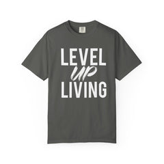 Motivational Tee — “Level Up Living / Finish What You Start” Inspirational Graphic T‑Shirt