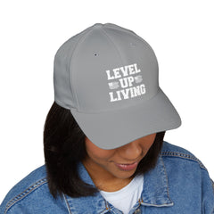 Level Up Living Embroidered Cap — Patriotic American Flag Dad Hat