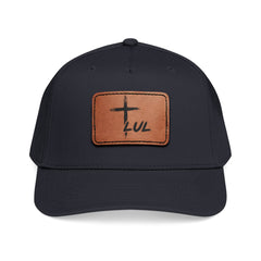 Leather Patch Baseball Cap — Cross & LUL Logo Mid-Profile Hat