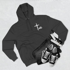 Faith Build Courage Fleece Hoodie — Inspirational Three-Panel Pullover