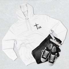 Faith Build Courage Fleece Hoodie — Inspirational Three-Panel Pullover