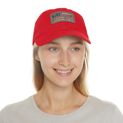 Leather Patch Dad Hat — 'Live Free' Vintage American Flag Baseball Cap