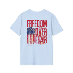 Freedom Over Fear Flag T-Shirt — Level Up Living Patriotic Tee