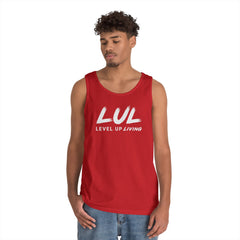 Motivational Tank Top — "LUL Level Up Living" / "Average Is A Choice"