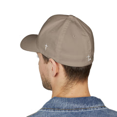 Level Up Living Embroidered Cross Cap — Faith Flex-Fit Closed-Back