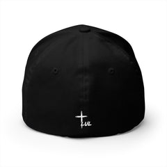 Level Up Living Embroidered Cross Cap — Faith Flex-Fit Closed-Back