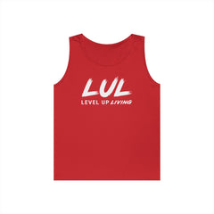 Motivational Tank Top — "LUL Level Up Living" / "Average Is A Choice"