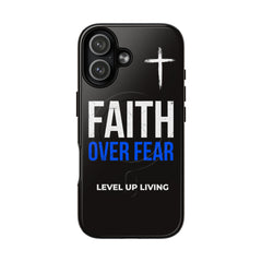 Faith Over Fear Phone Case — Tough Magnetic Protective Case with Cross Design