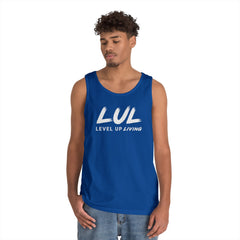 Motivational Tank Top — "LUL Level Up Living" / "Average Is A Choice"