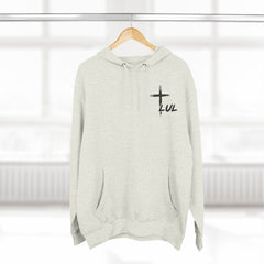 Faith Build Courage Fleece Hoodie — Inspirational Three-Panel Pullover