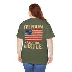 Freedom Fuels the Hustle T-Shirt — American Flag Vintage Patriot Tee
