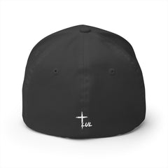 Level Up Living Embroidered Cross Cap — Faith Flex-Fit Closed-Back