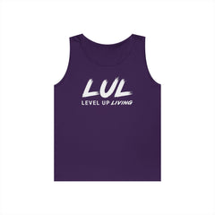 Motivational Tank Top — "LUL Level Up Living" / "Average Is A Choice"