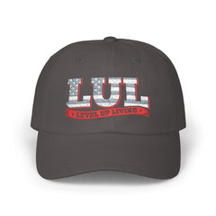 Level Up Living Dad Cap — Vintage American Flag Script Hat