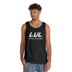 Motivational Tank Top — "LUL Level Up Living" / "Average Is A Choice"