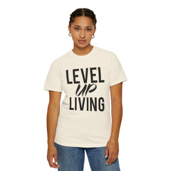 Motivational Tee — “Level Up Living / Finish What You Start” Inspirational Graphic T‑Shirt