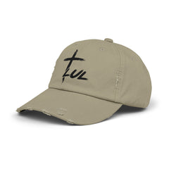 Distressed Cross Cap — "LUL" Script Christian Baseball Hat