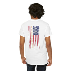 T-Shirt — Distressed American Flag 'Work Hard Live Free' Patriotic Tee